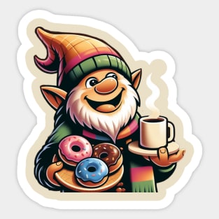 Coffee and Donut Gnome Sticker